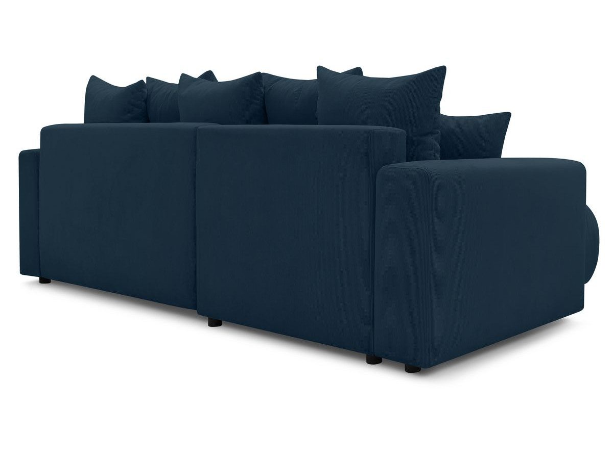 Canapé d'angle réversible convertible coffre ENVY velours côtelé avec pouf