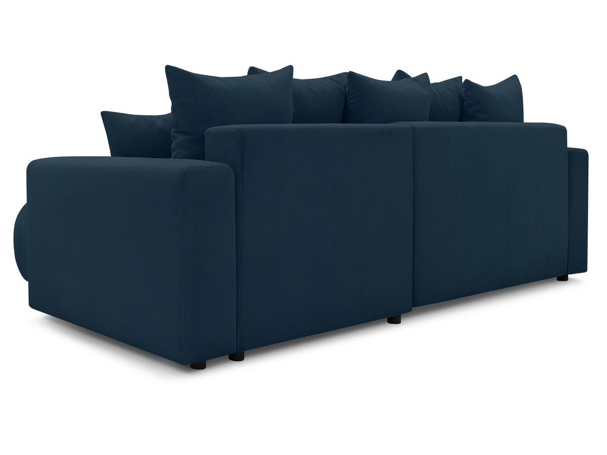 Canapé d'angle réversible convertible coffre ENVY velours côtelé avec pouf