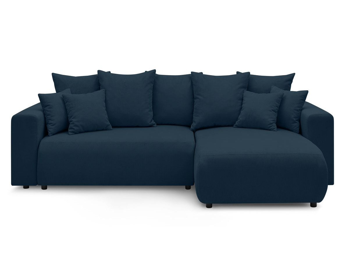Canapé d'angle réversible convertible coffre ENVY velours côtelé avec pouf