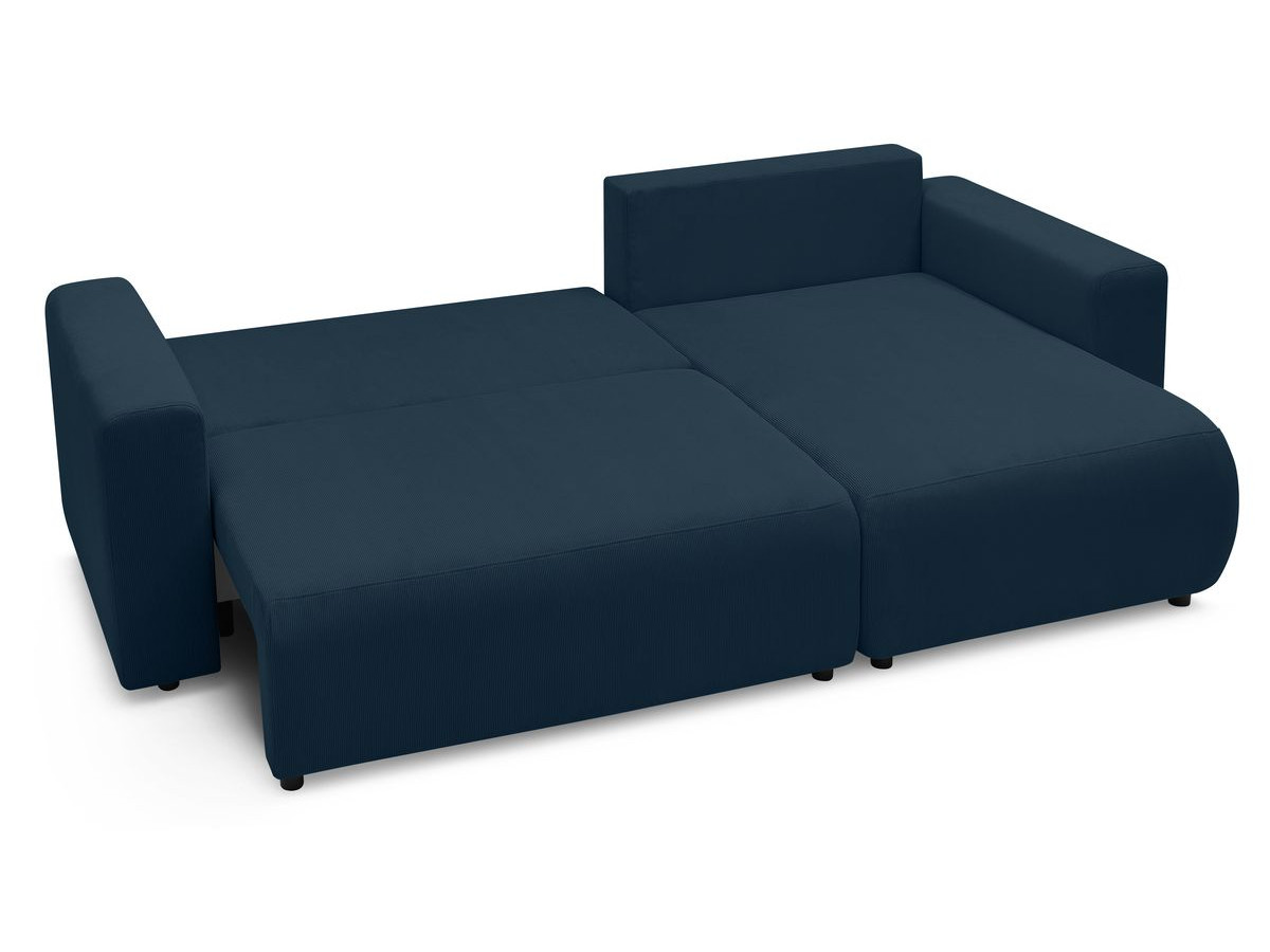 Canapé d'angle réversible convertible coffre ENVY velours côtelé avec pouf