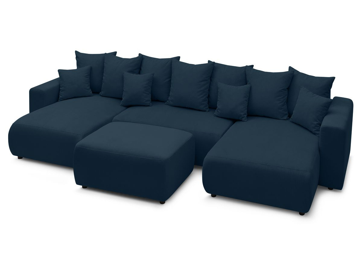 Canapé d'angle fixe EVEREST tissu chiné - Orange - Angle droit - 10 coussins