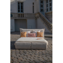 Lit Coffre JADE Tête de Lit Effet Oreiller 180x200 - vue 4