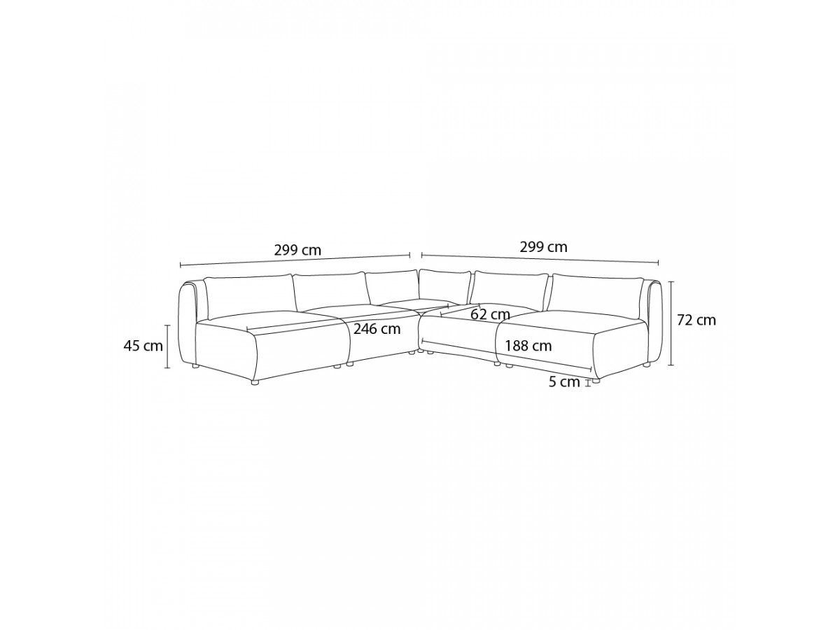Canapé d'angle fixe EVEREST tissu chiné - Orange - Angle droit - 10 coussins