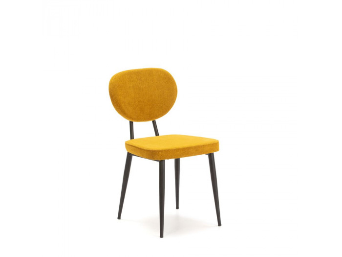 Lot de 2 chaises DAPHNE tissu simili daim et pieds noirs