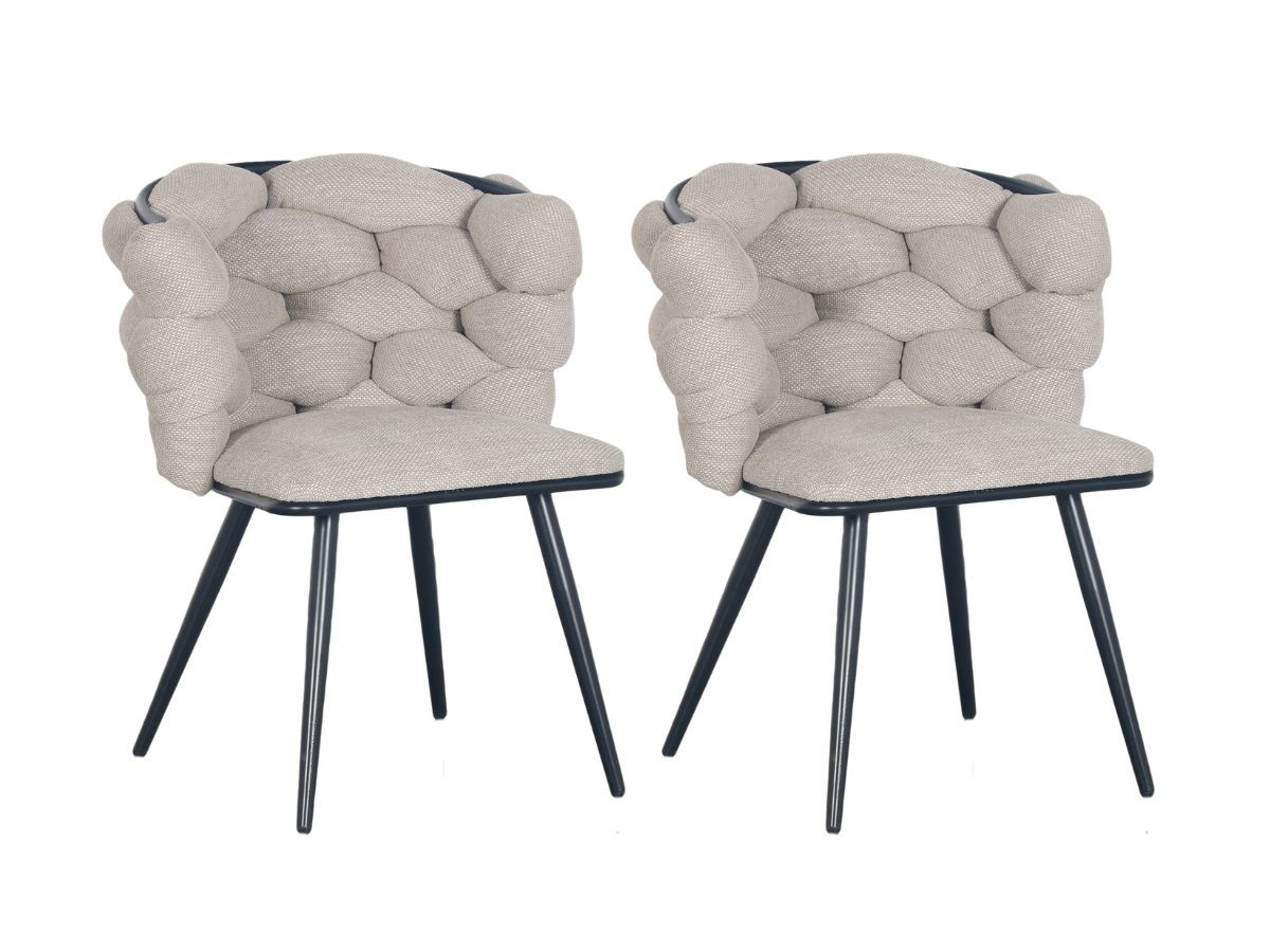 Lot de 2 chaises CHLOE texturé et pieds métal noir beige — vue 3