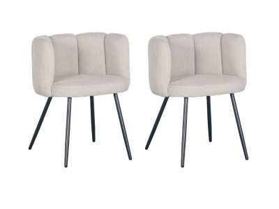 Lot de 2 chaises CELIA beige tissu texturé