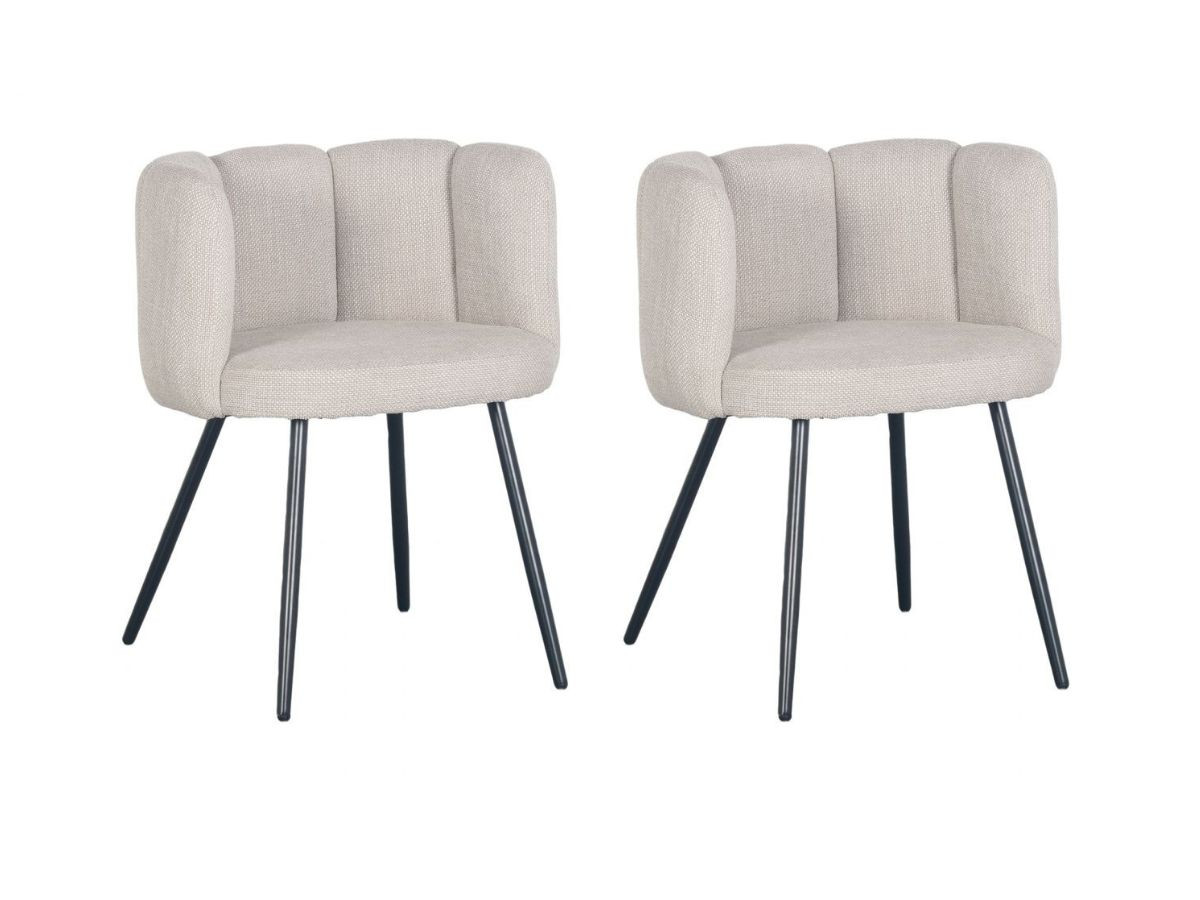 Set van 2 CELIA beige stoelen met structuurstof