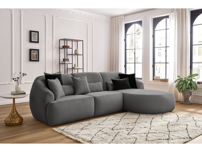 Canapé d'angle fixe ALESIA tissu chiné