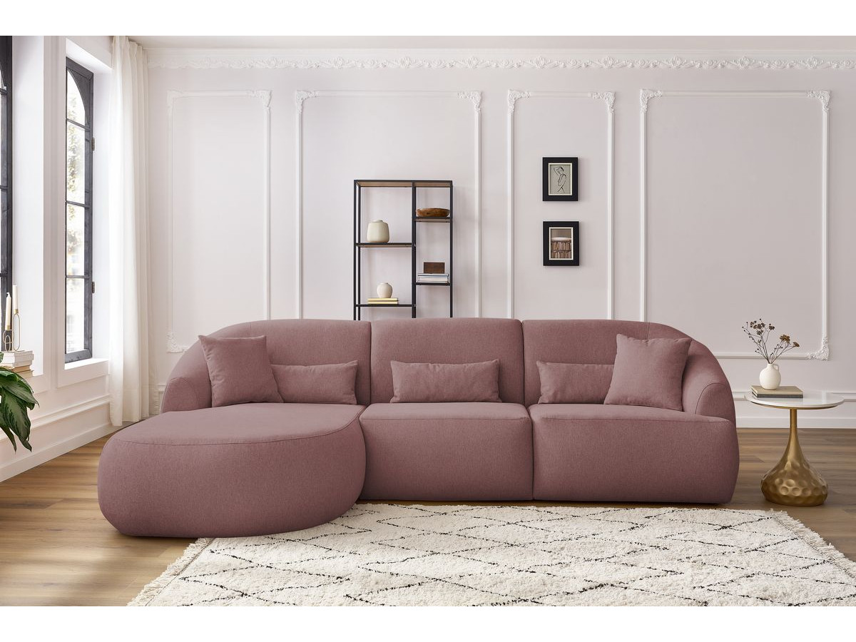 Canapé d'angle fixe ALESIA tissu chiné rose  angle gauche BOBOCHIC 3 places - Vue supplémentaire 3