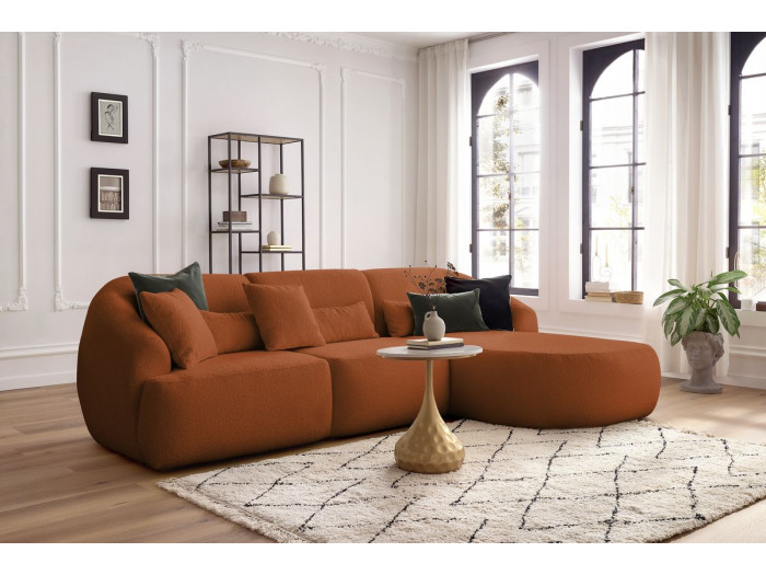 Canapé d'angle fixe ALESIA tissu bouclette