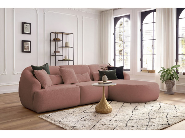 Canapé d'angle fixe ALESIA tissu bouclette