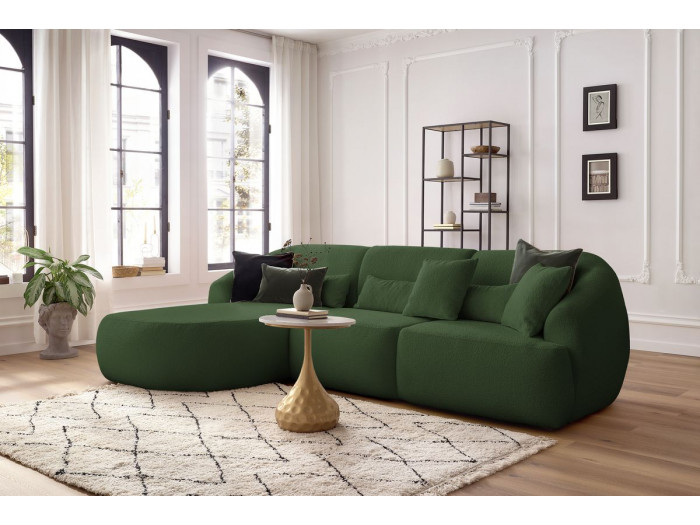 Canapé d'angle fixe ALESIA tissu bouclette