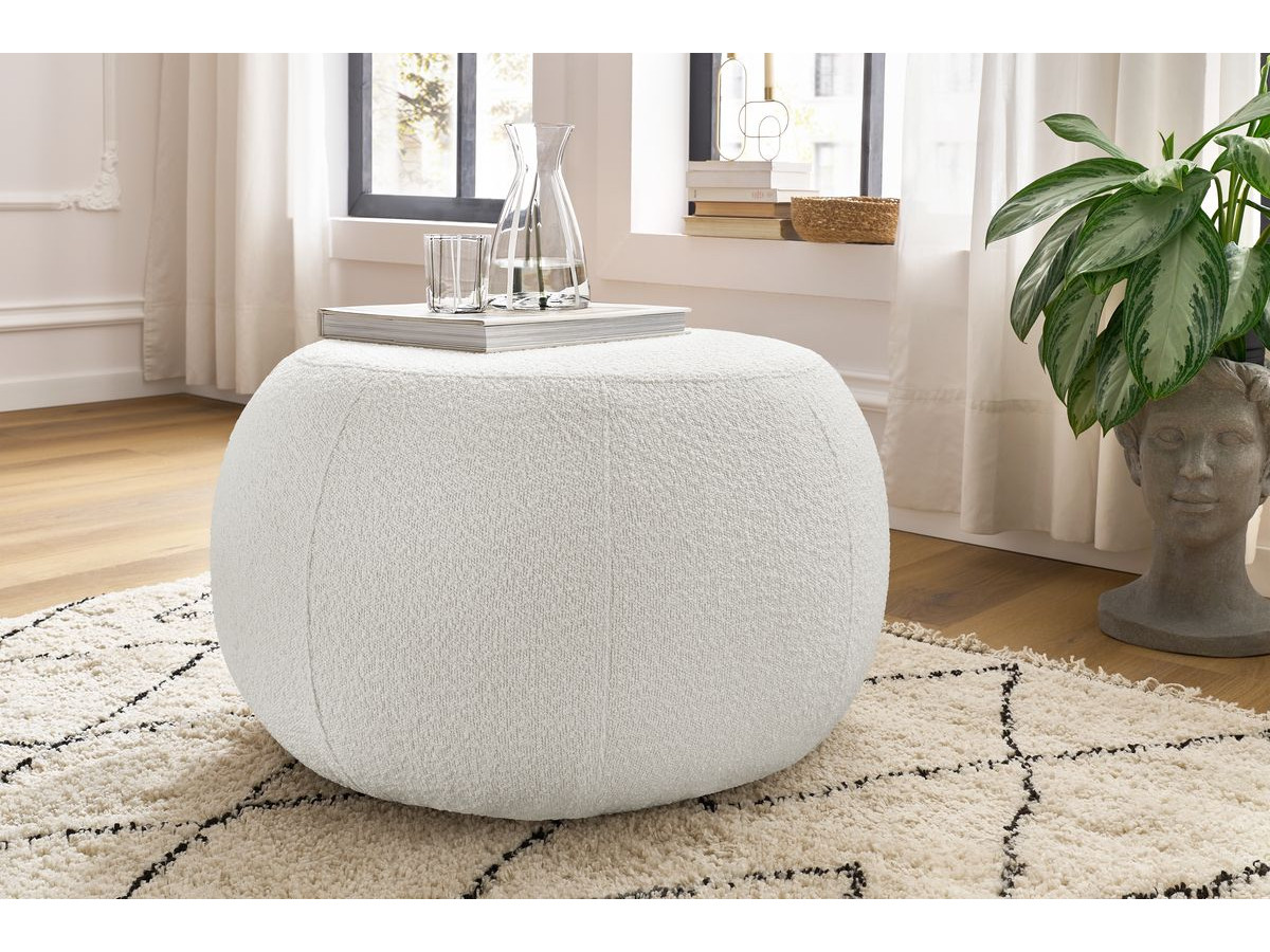 Pouf ALESIA bouclette blanc