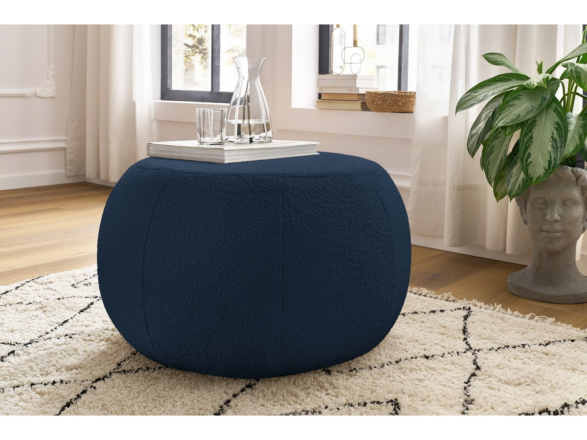 Pouf ALESIA bouclette bleu foncé