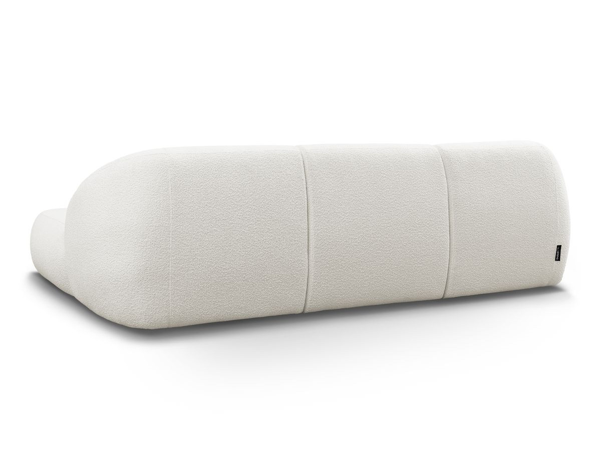 Canapé d'angle fixe ALESIA tissu bouclette avec pouf