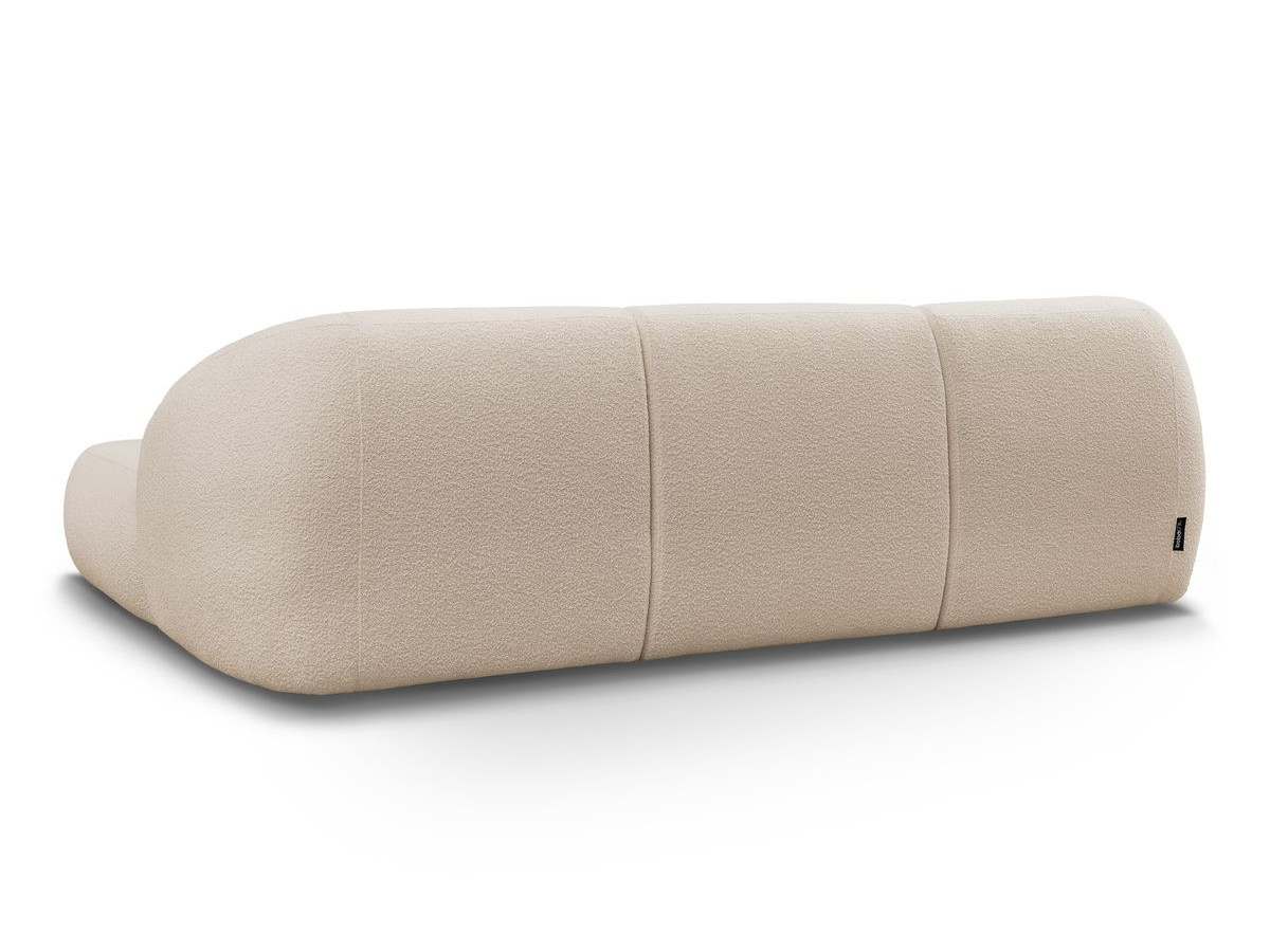 Canapé d'angle fixe ALESIA tissu bouclette avec pouf