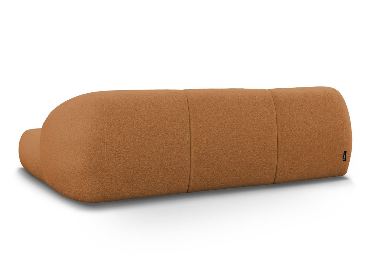 Canapé d'angle fixe ALESIA tissu bouclette avec pouf