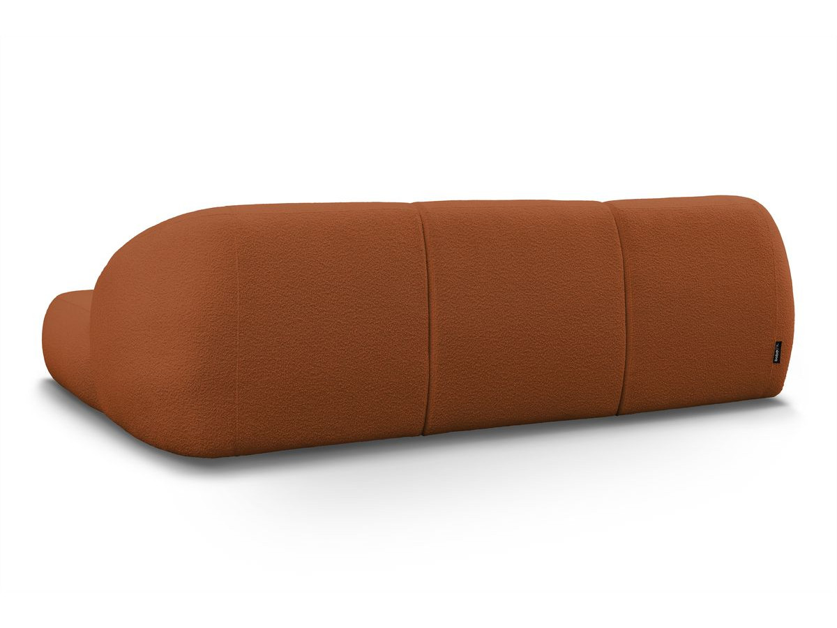 Canapé d'angle fixe ALESIA tissu bouclette avec pouf