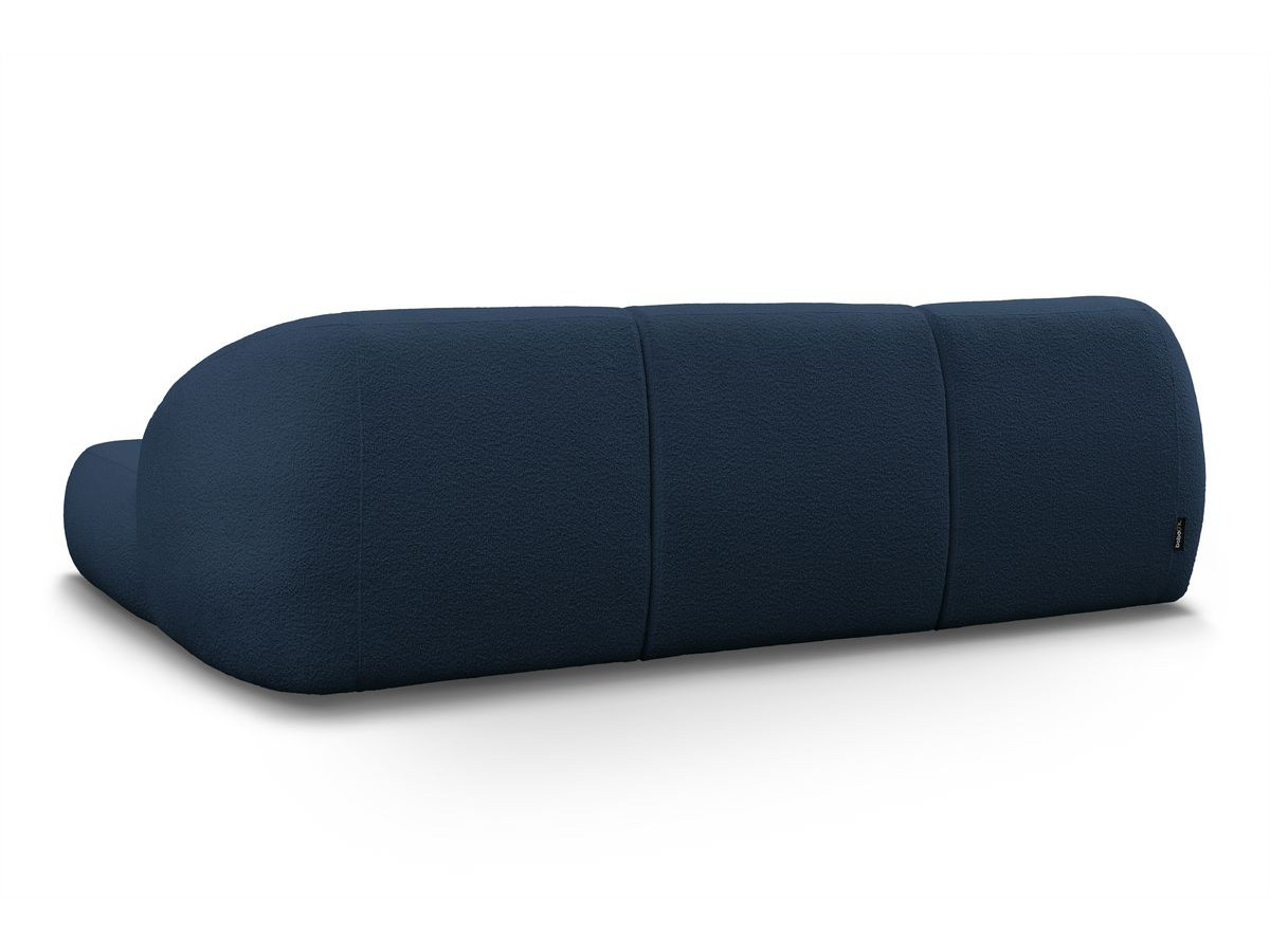 Canapé d'angle fixe ALESIA tissu bouclette avec pouf