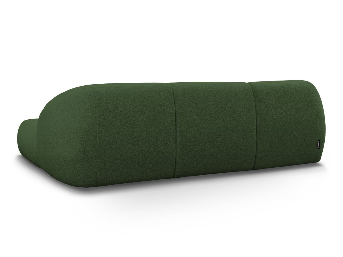Canapé d'angle fixe ALESIA tissu bouclette avec pouf