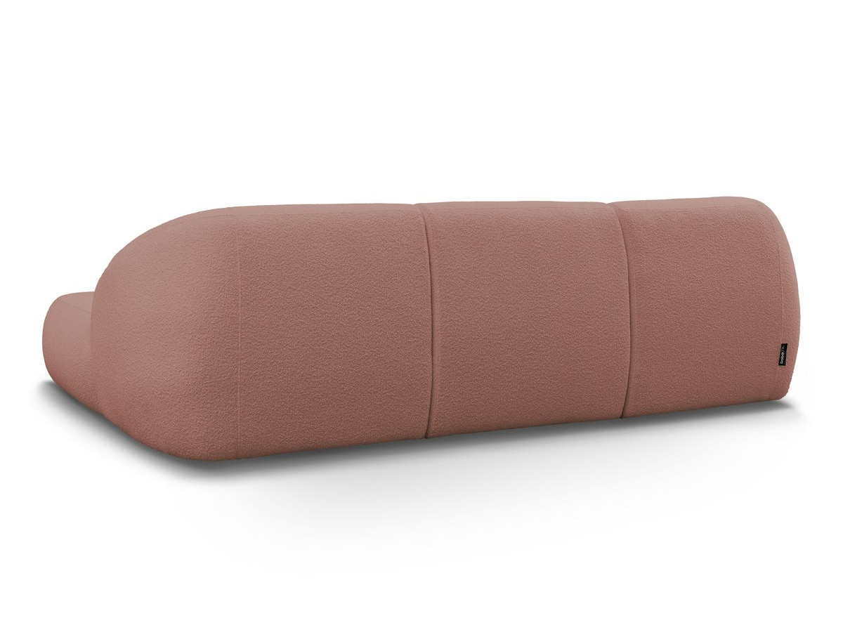 Canapé d'angle fixe ALESIA tissu bouclette avec pouf