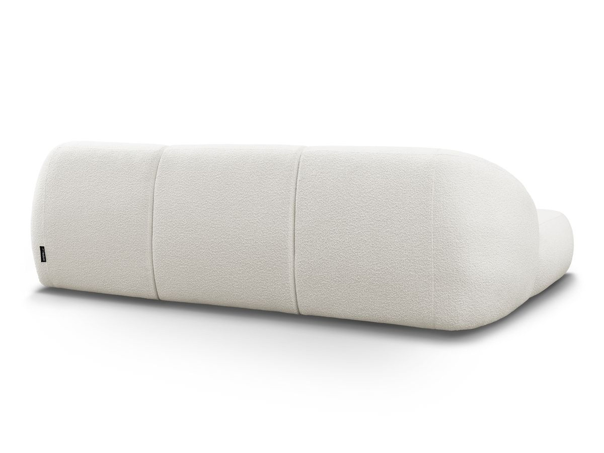 Canapé d'angle fixe ALESIA tissu bouclette avec pouf