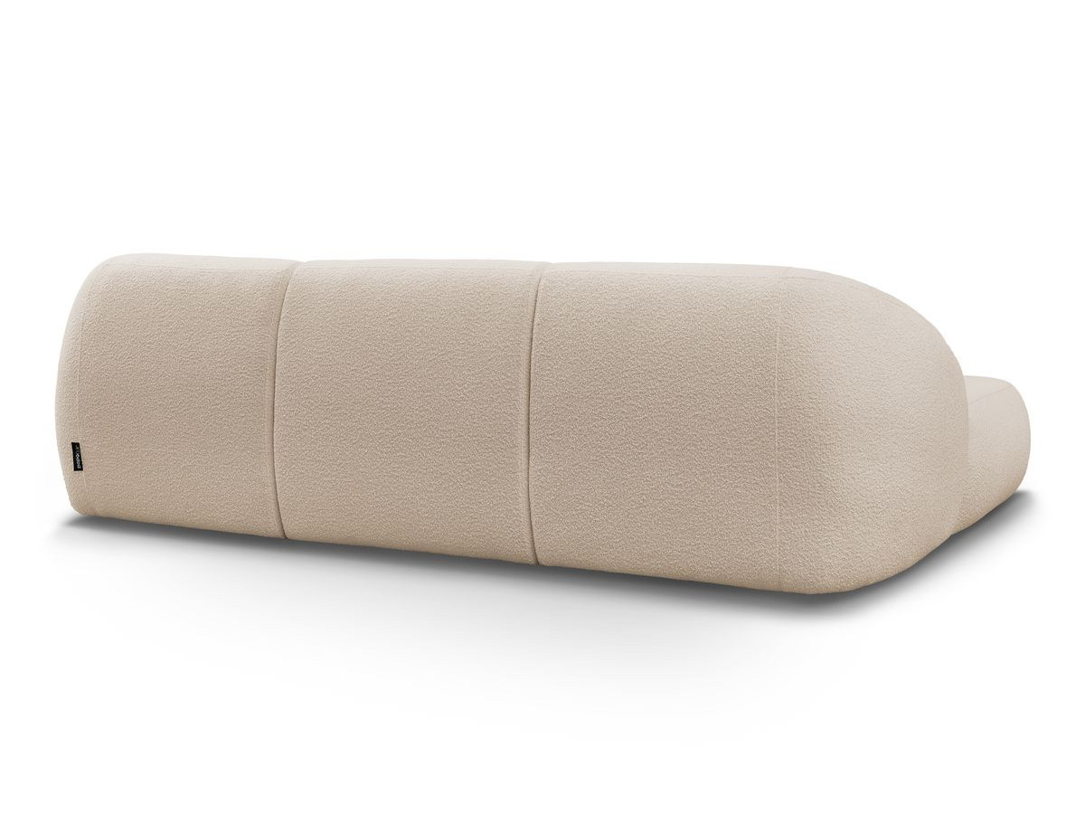 Canapé d'angle fixe ALESIA tissu bouclette avec pouf