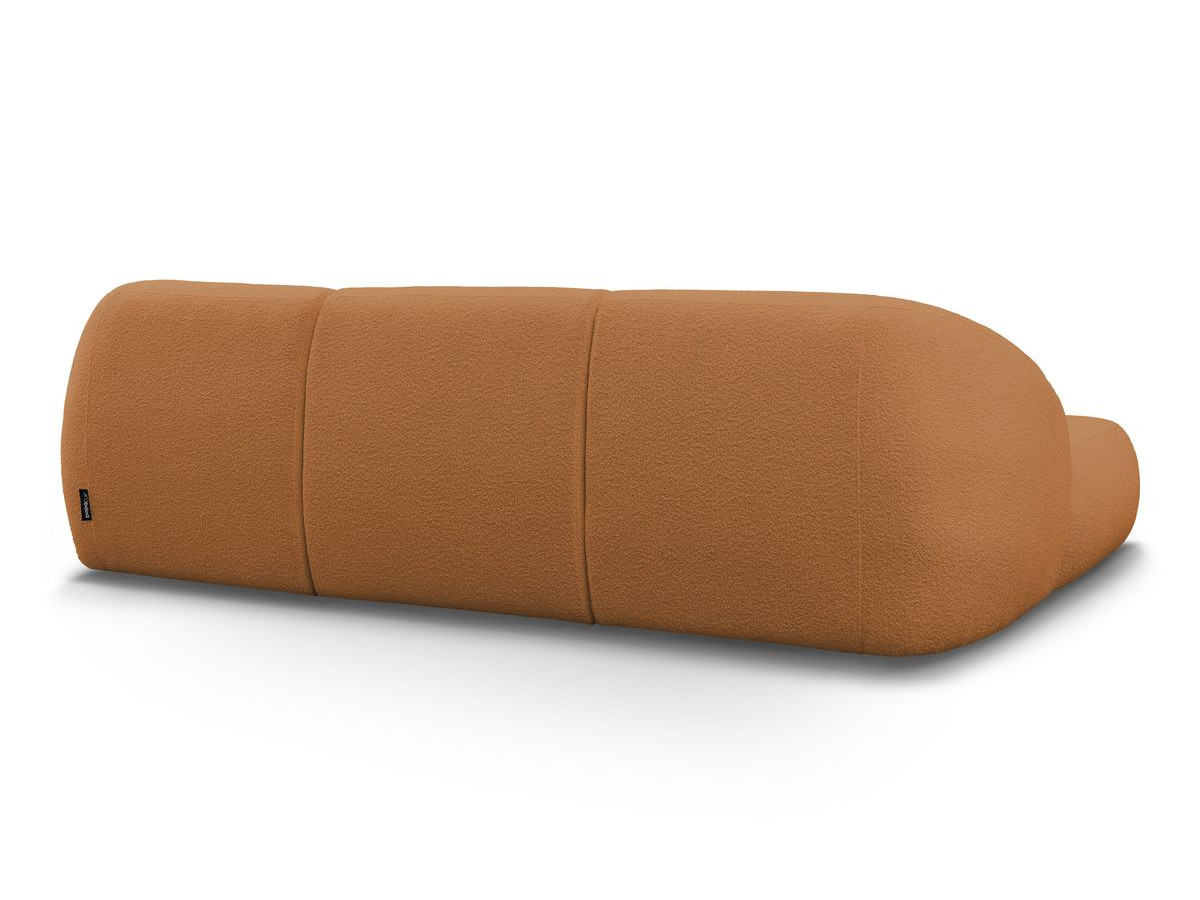 Canapé d'angle fixe ALESIA tissu bouclette avec pouf
