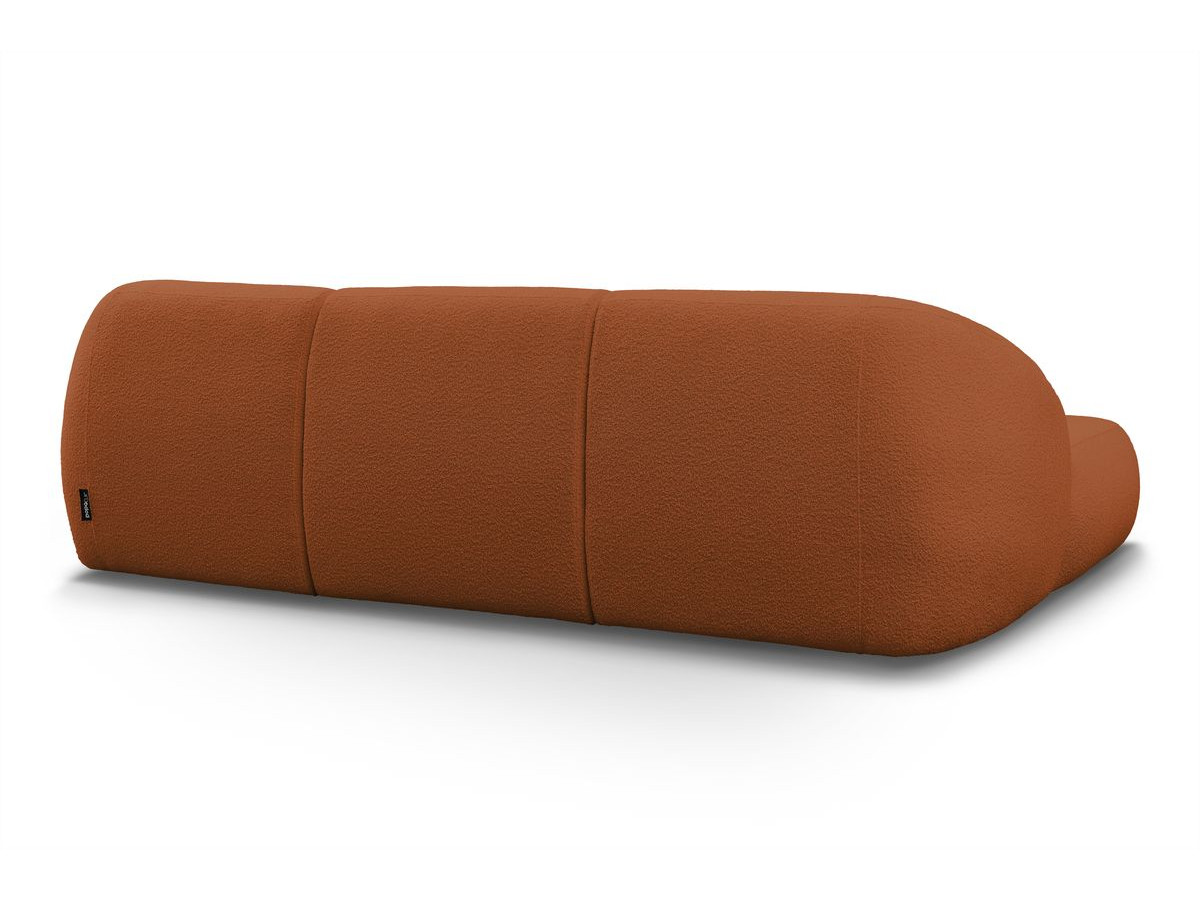 Canapé d'angle fixe ALESIA tissu bouclette avec pouf