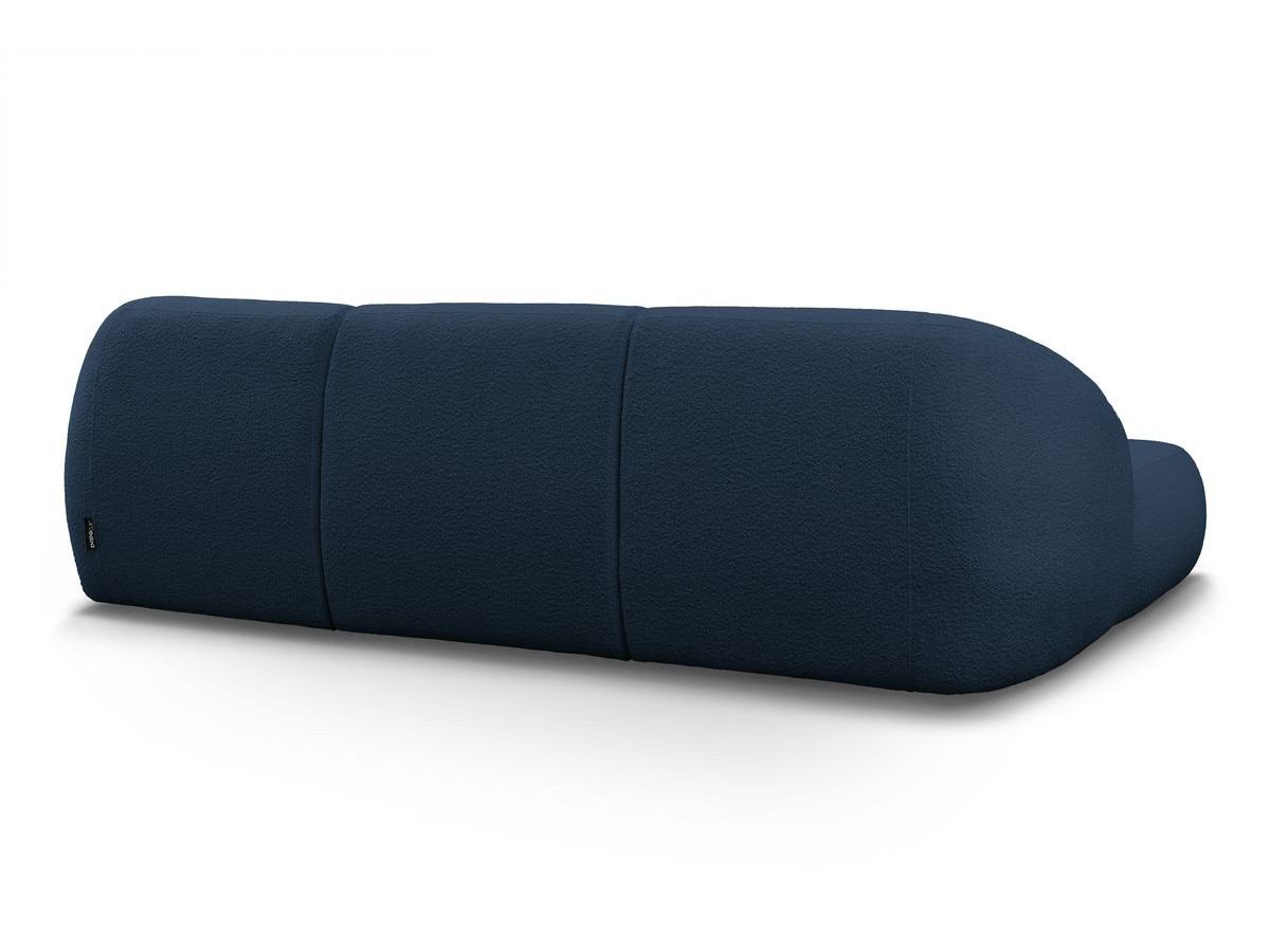 Canapé d'angle fixe ALESIA tissu bouclette avec pouf