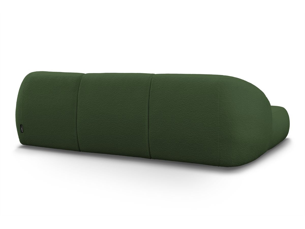 Canapé d'angle fixe ALESIA tissu bouclette avec pouf
