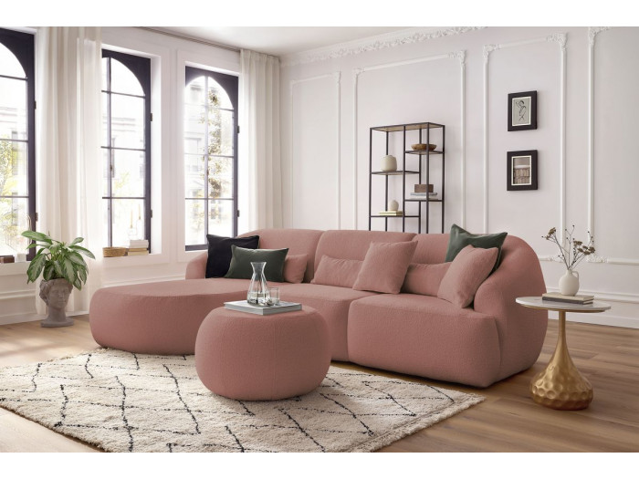 Canapé d'angle fixe ALESIA tissu chiné