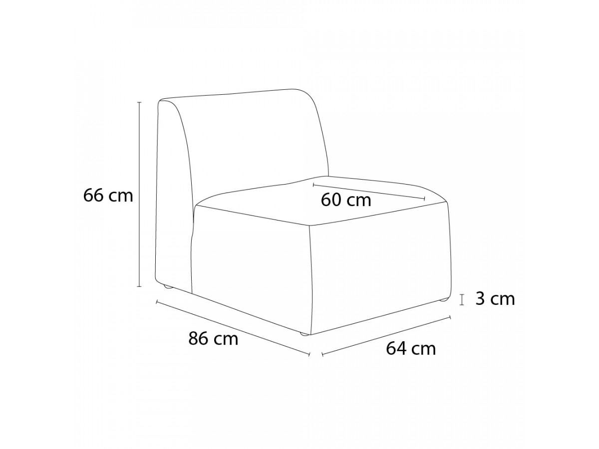 Chauffeuse 1 place sans accoudoir pour canapé modulable GUSTAVE