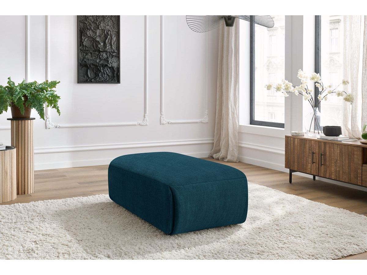 Pouf petit JEANNE velours bleu foncé