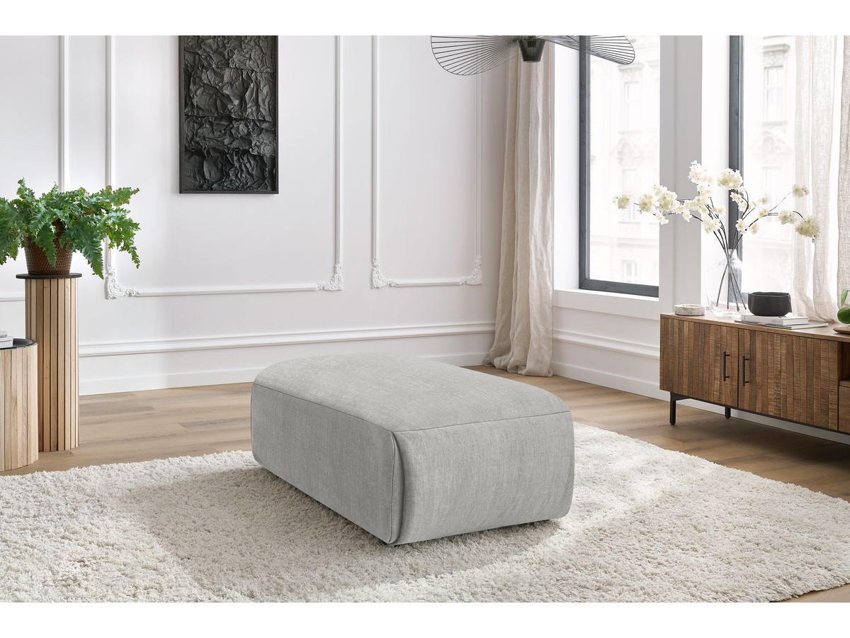 Pouf petit JEANNE velours gris clair