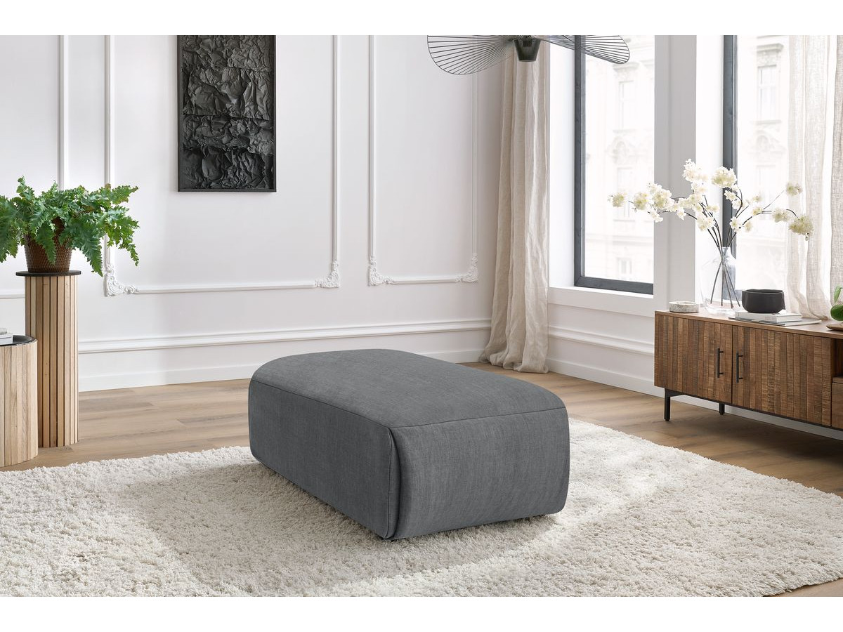 Pouf petit JEANNE velours gris foncé