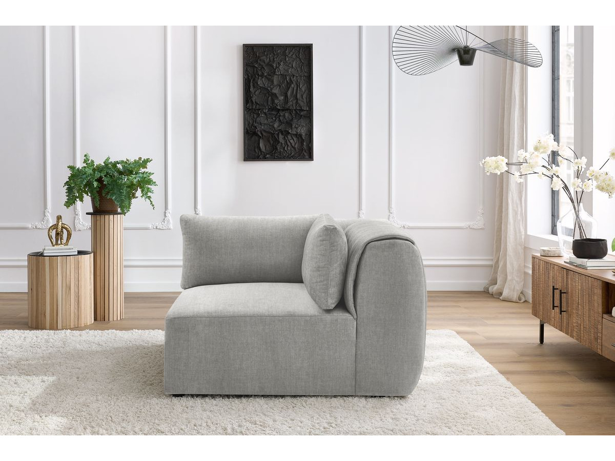 Angle pour canapé modulable JEANNE velours gris clair — vue 5