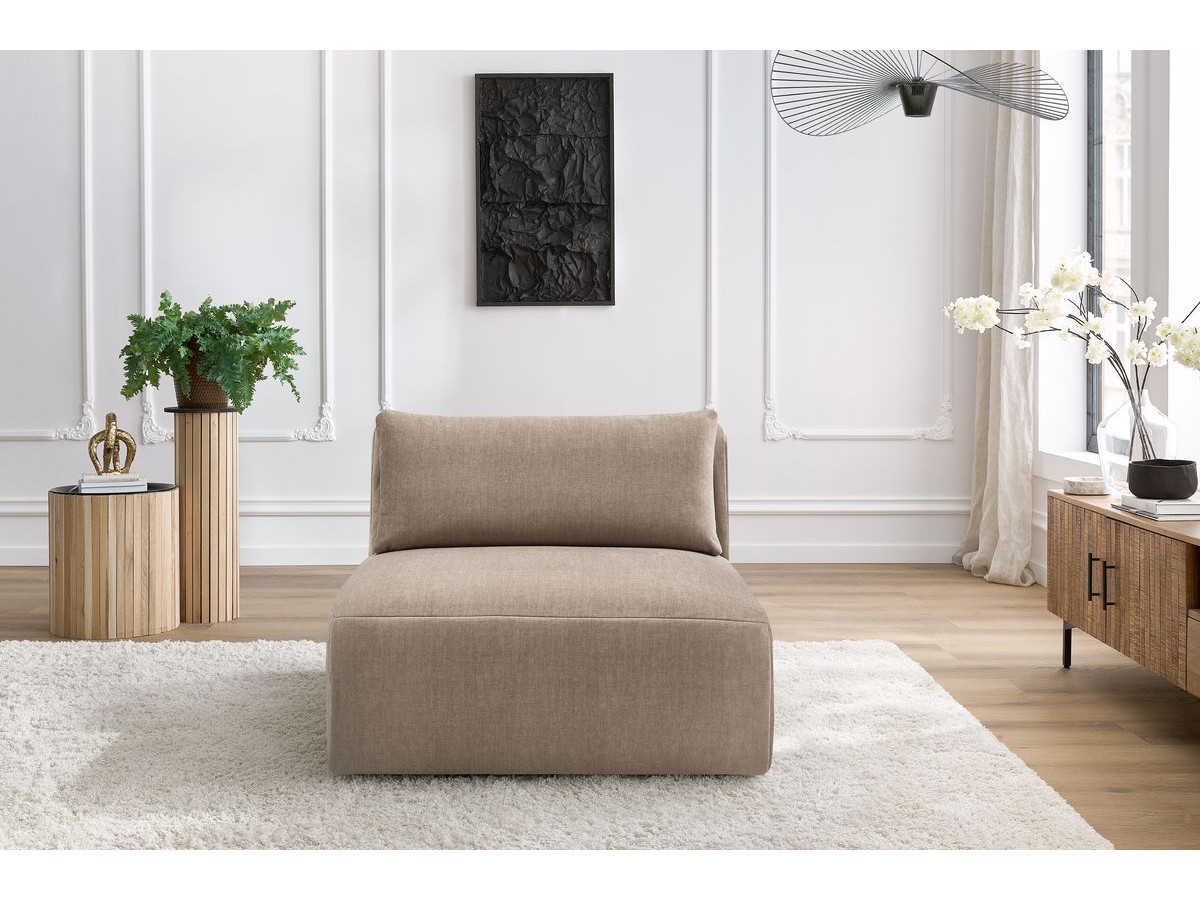 Chauffeuse 1 place sans accoudoir pour canapé modulable JEANNE velours taupe — vue 5