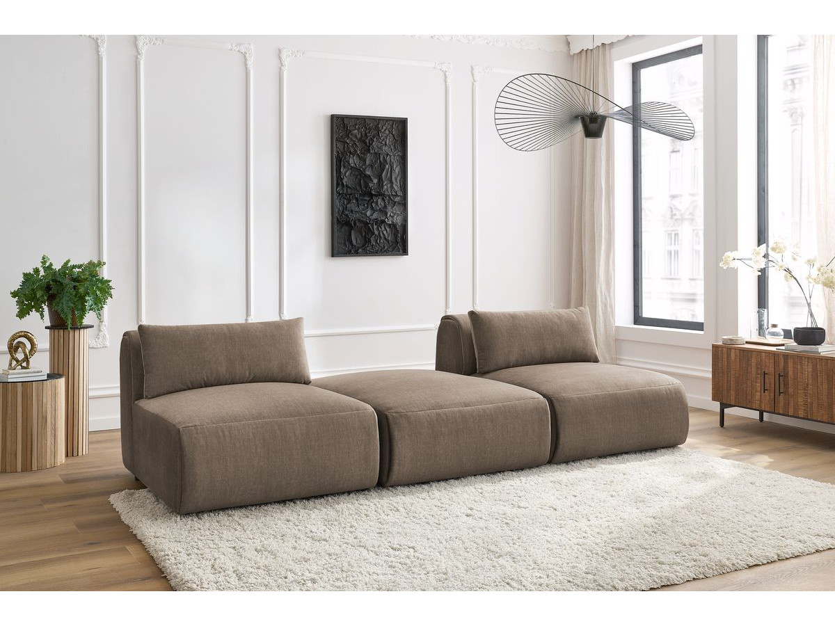 Canapé droit 3 places JEANNE velours taupe — vue 5