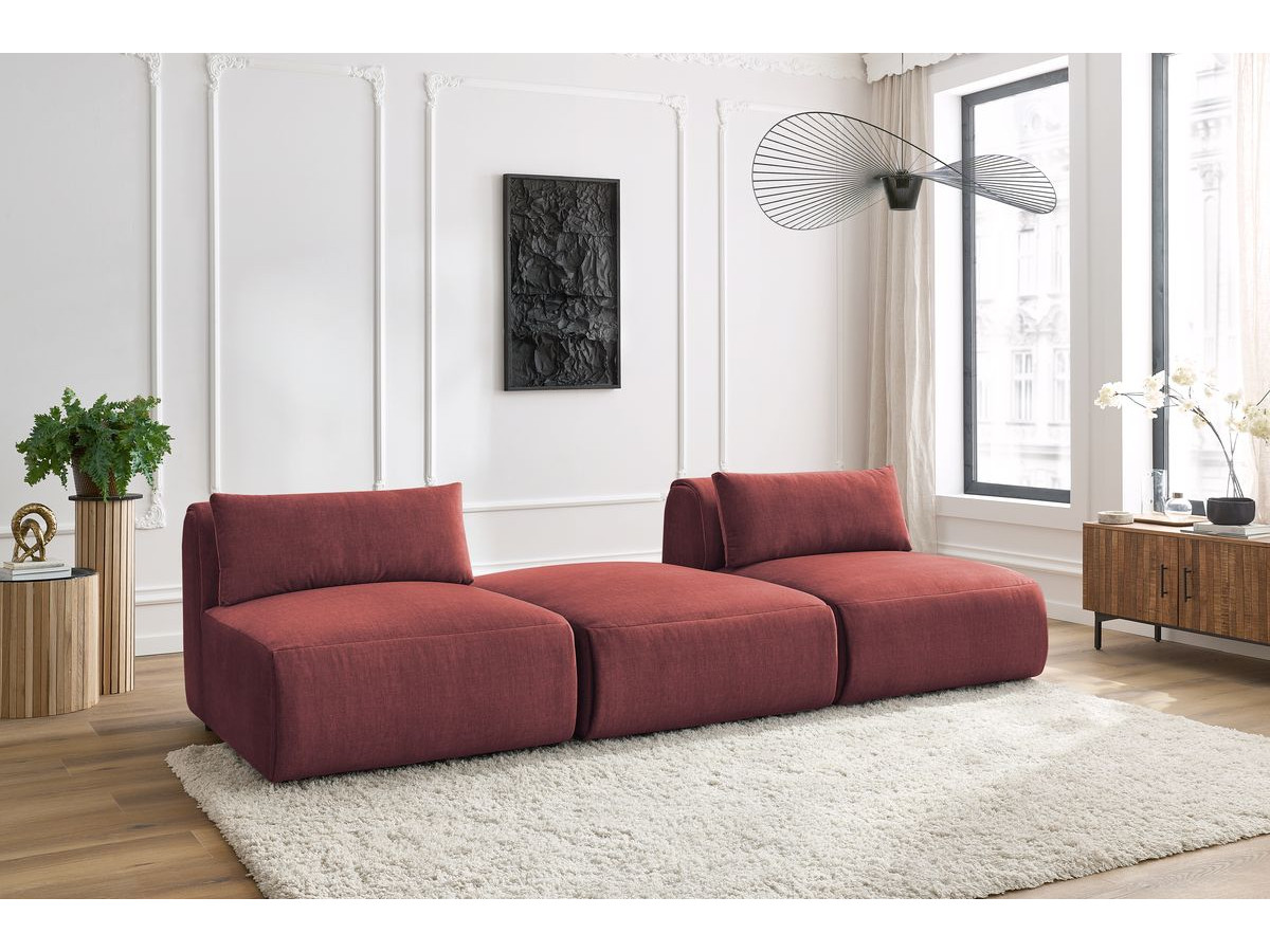 Canapé droit 3 places JEANNE velours orange — vue 5