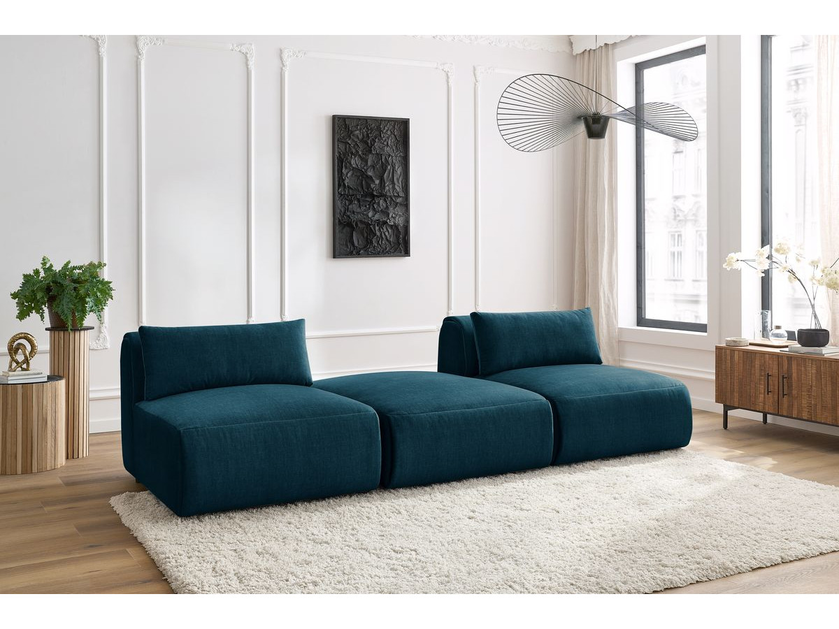 Canapé droit 3 places JEANNE velours bleu foncé — vue 5