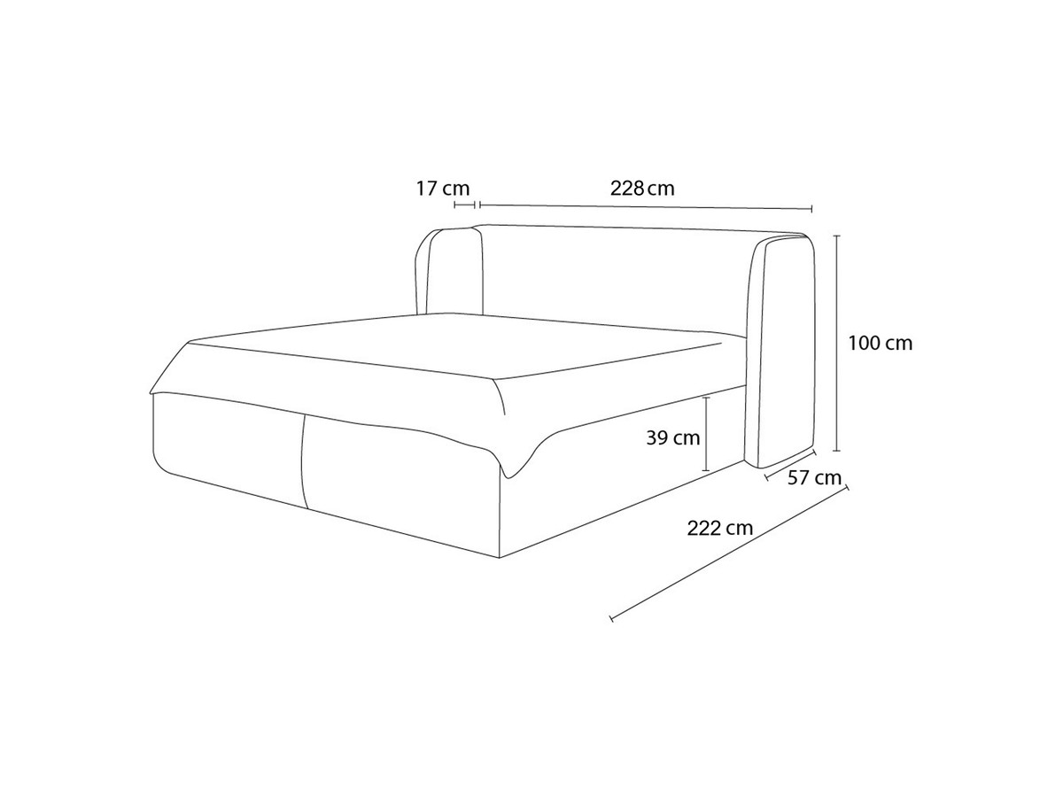 LOUISE opbergbed met gestoffeerd hoofdeinde