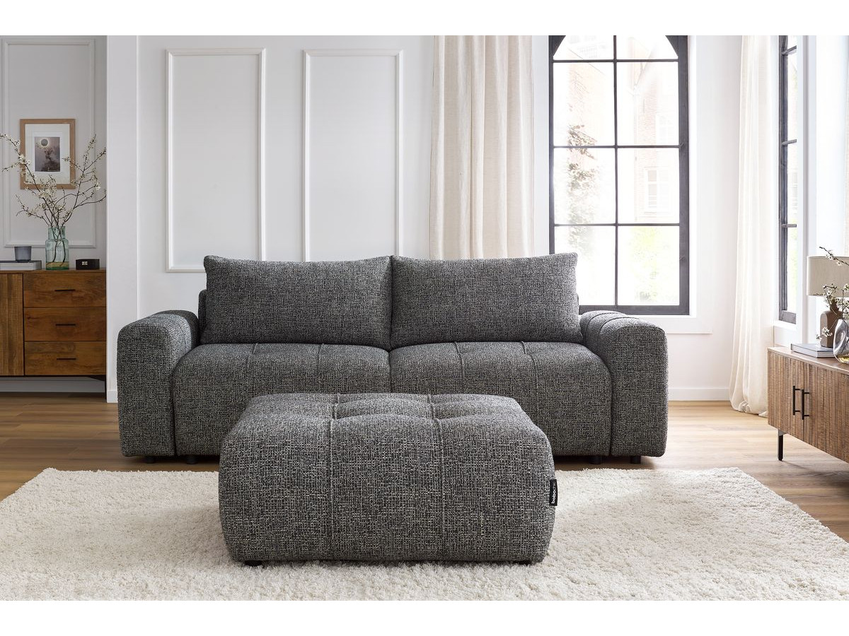 Canapé droit convertible coffre ARSENE avec pouf