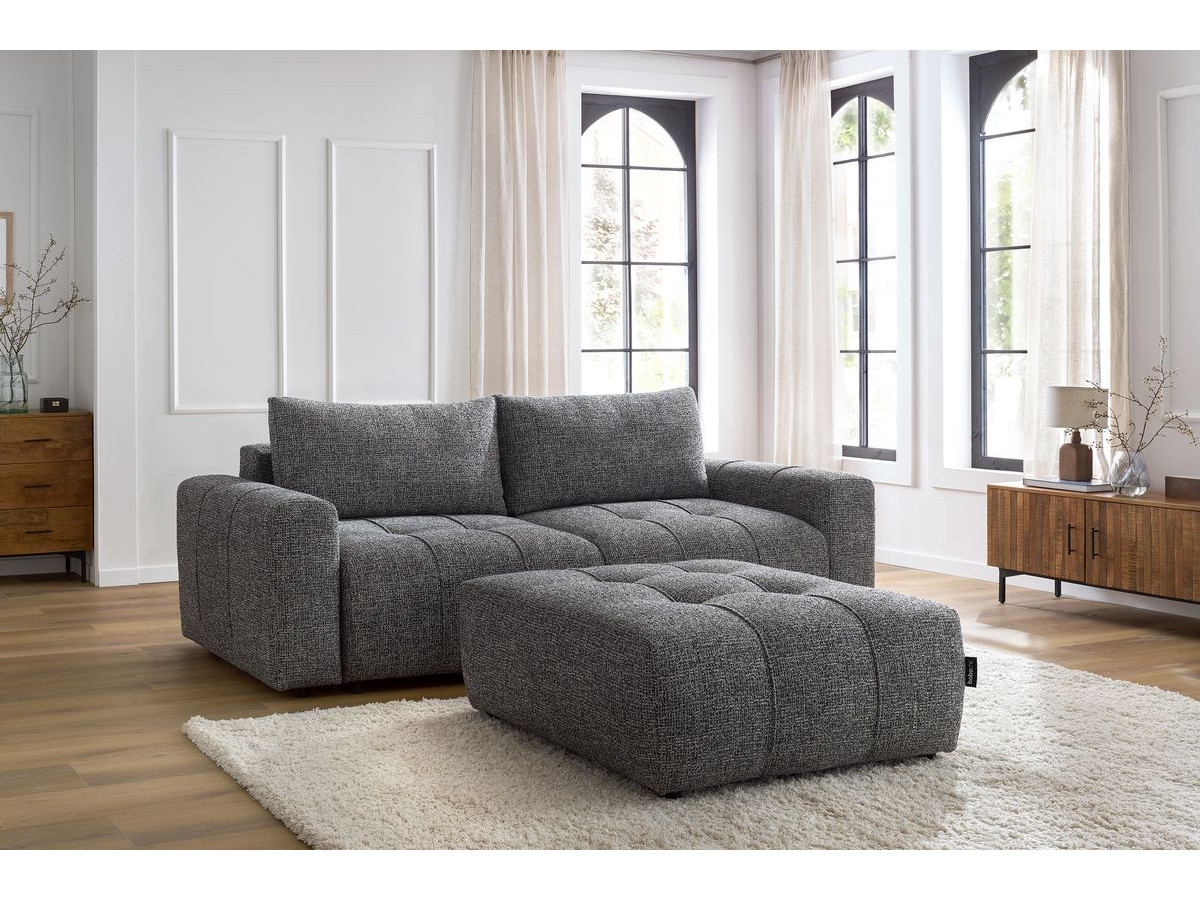 Canapé droit convertible coffre ARSENE avec pouf gris foncé — vue 5