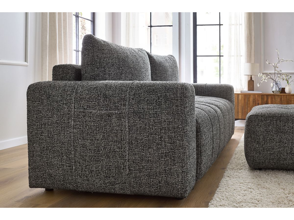 Canapé droit convertible coffre ARSENE avec pouf