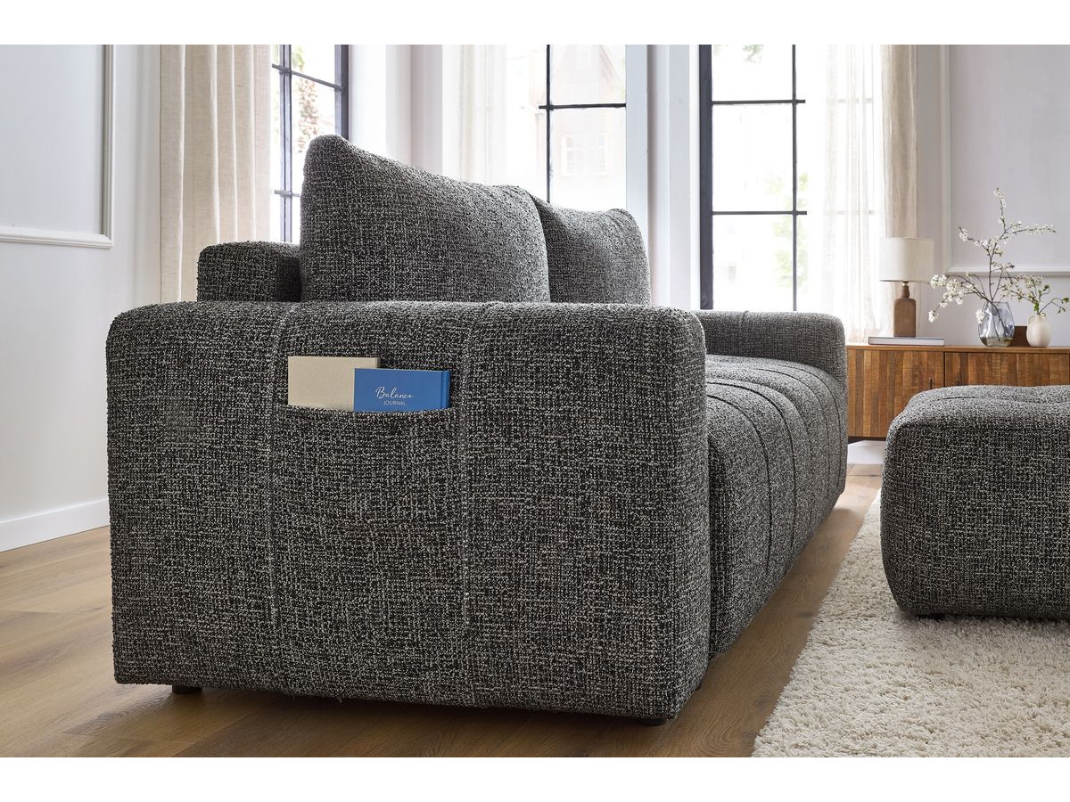 Canapé droit convertible coffre ARSENE avec pouf