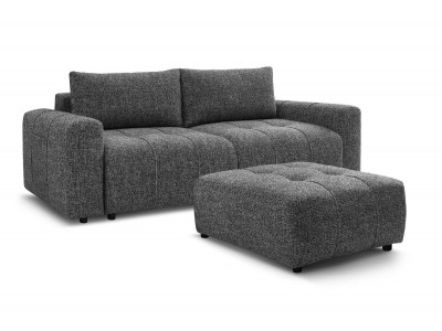 Canapé droit convertible coffre ARSENE avec pouf