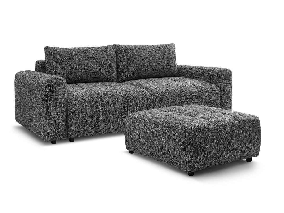 Canapé droit convertible coffre ARSENE avec pouf