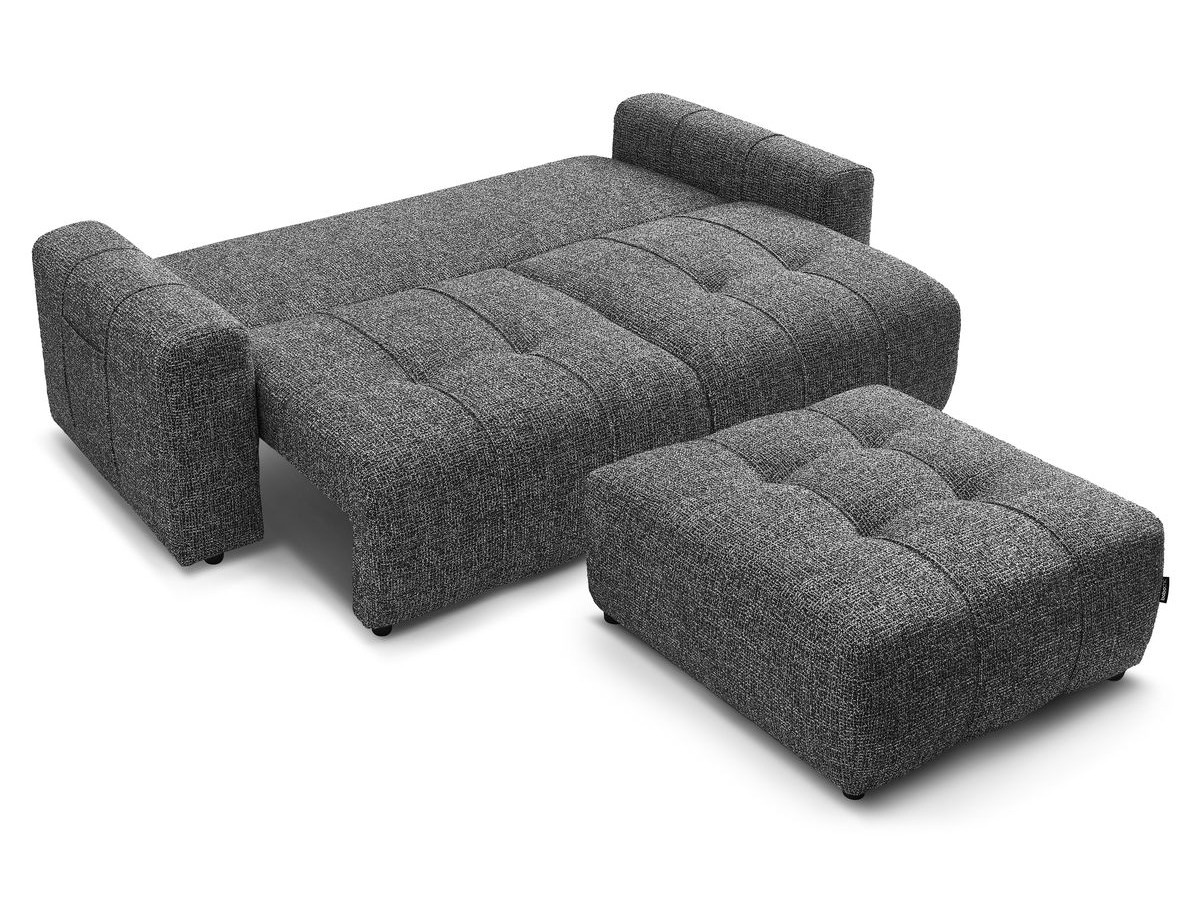 Canapé droit convertible coffre ARSENE avec pouf