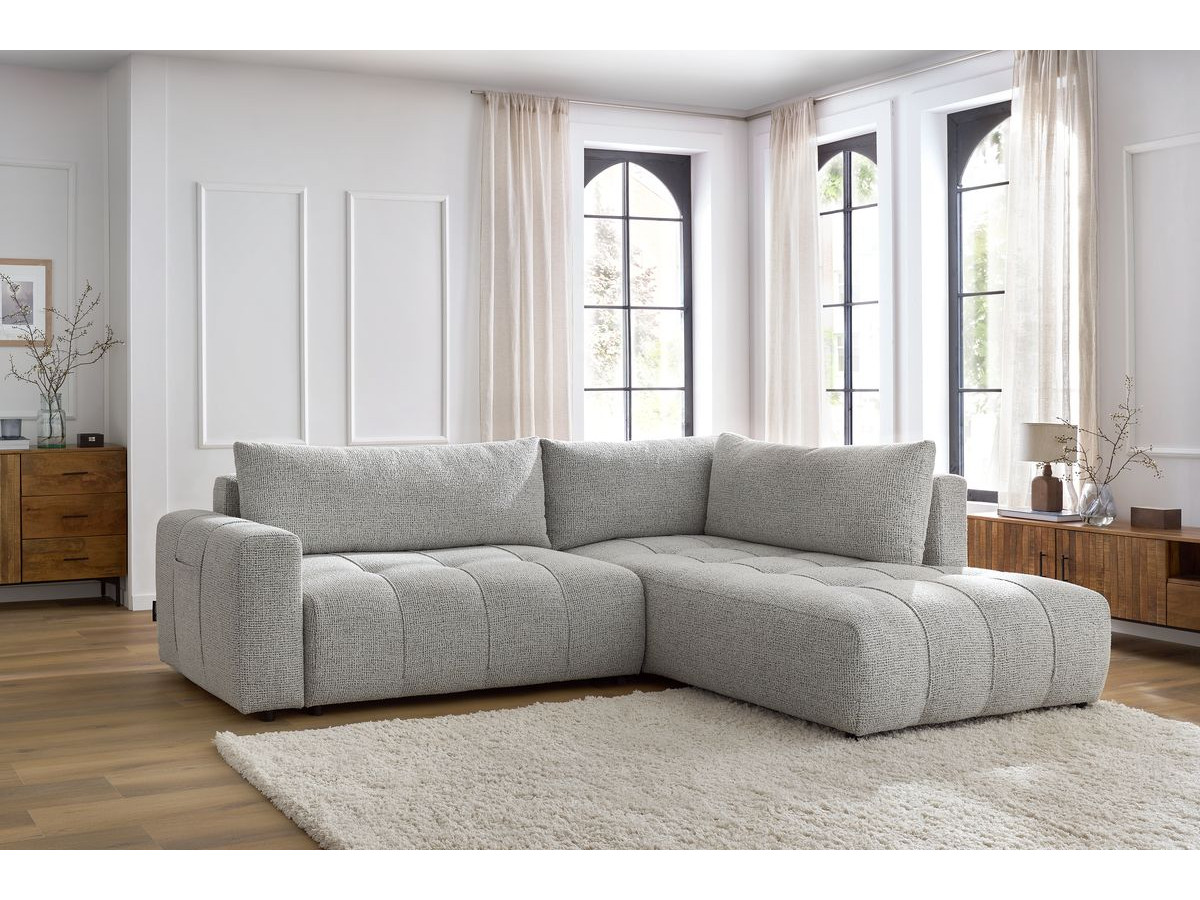 Canapé d'angle L convertible coffre ARSENE gris clair angle droit BOBOCHIC 3 places - Vue supplémentaire 3